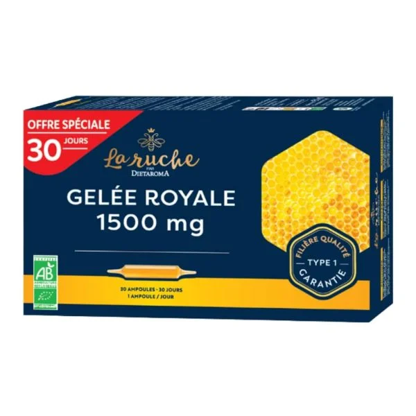 Dietaroma La Ruche Gelée Royale 1500mg Ampoules Bio 30x 15ml