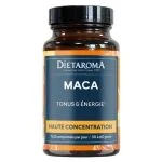 Pot en verre ambré Diétaroma Maca tonus énergie 60 comprimés
