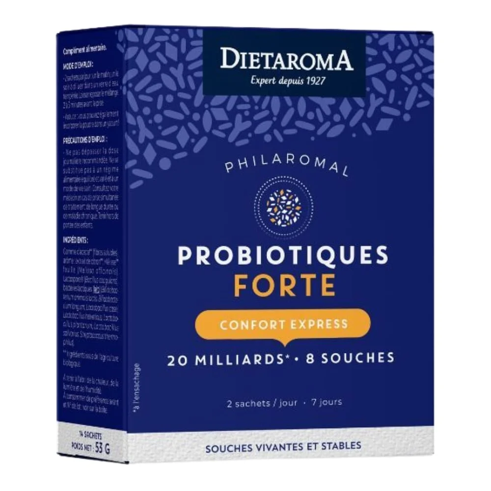 dietaroma-philaromal-probiotiques-forte-confort-express-7-sachets.jpg Boîte bleue Diétaroma Philaromal Probiotiques Forte Confort Express, poudre à diluer