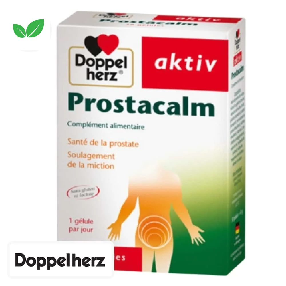 doppel-herz-aktiv-prostacalm-sante-de-la-prostate-soulagement-de-la-miction-30-gelules.jpeg Étui Doppelherz aktiv Prostacalm, complément alimentaire, mention une gélule par jour