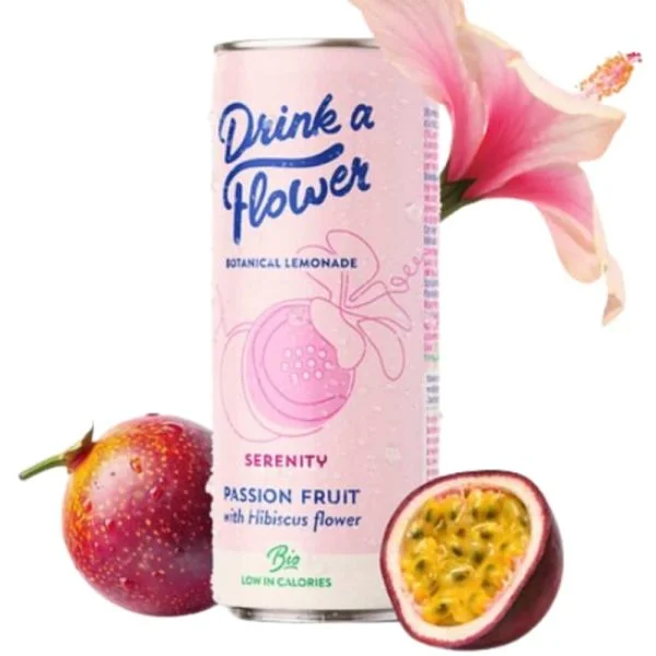Canette rose Drink a Flower Serenity, fruit de la passion et hibiscus
