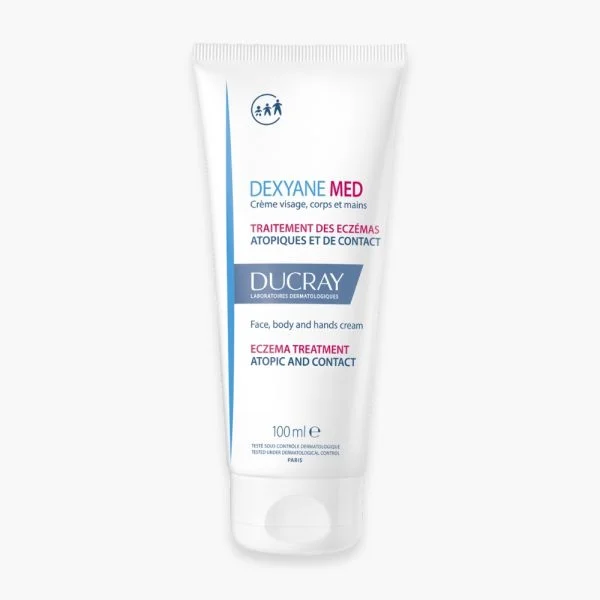 Tube blanc et bleu Ducray Dexyane MED crème visage corps mains 100 ml