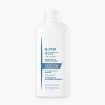 Flacon blanc et bleu Ducray Elution shampooing doux équilibrant 200 ml