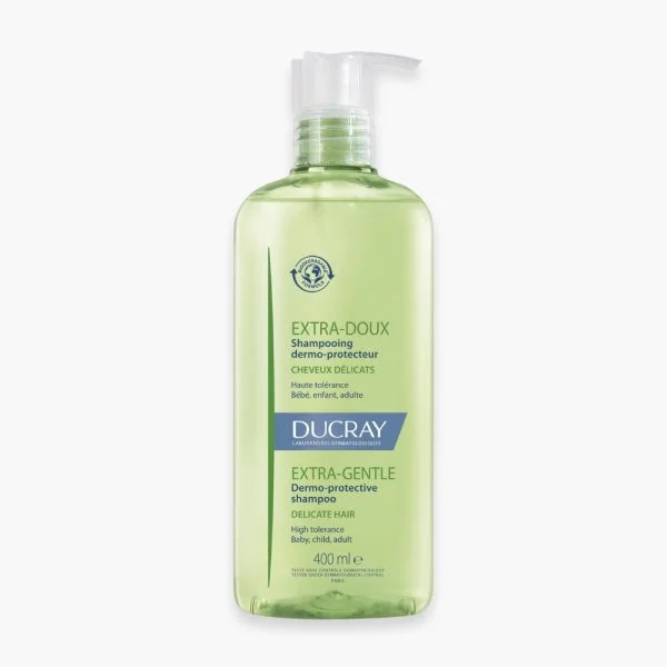 Flacon pompe vert Ducray Extra-Doux shampooing dermo-protecteur 400 ml