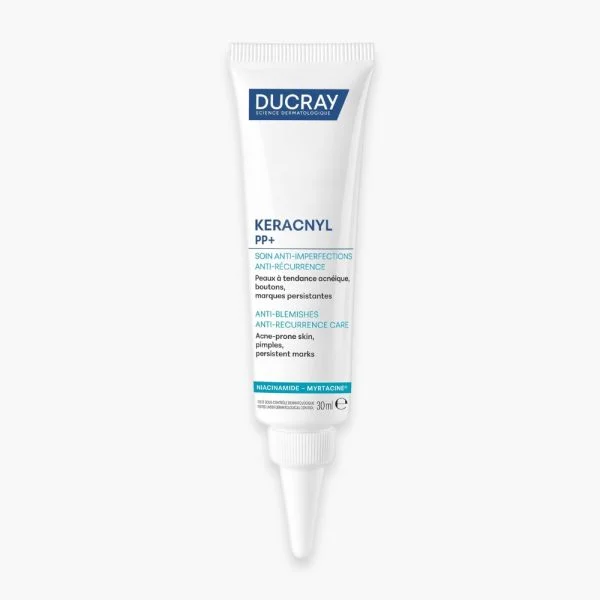 Tube blanc Ducray Keracnyl PP+ soin anti-imperfections anti-récurrence 30 ml