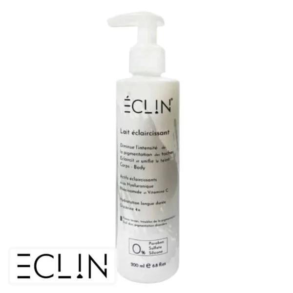 Flacon pompe blanc du lait éclaircissant corps Éclin 200 ml