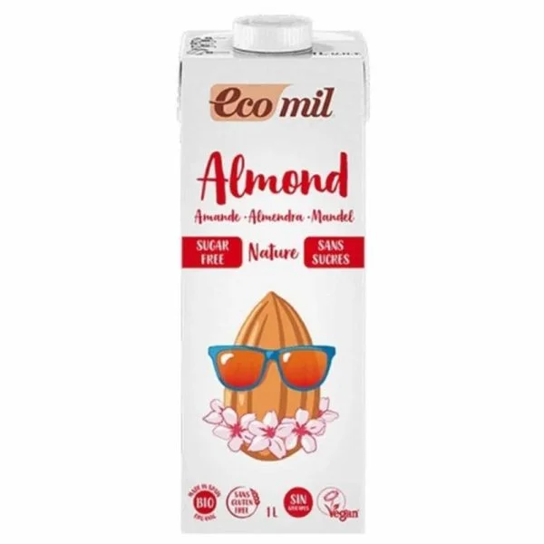Brique blanche Ecomil boisson à l'amande bio sans sucres 1 litre