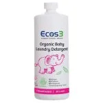 Flacon blanc Ecos3 lessive bébé bio avec éléphant rose dessiné