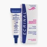 Tube blanc et bleu Ecrinal soin croissance et résistance des ongles, étui