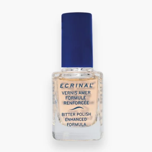 Petit flacon Ecrinal vernis amer formule renforcée, bouchon bleu