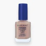 Flacon Ecrinal vernis base anti-stries beige rosé, bouchon bleu