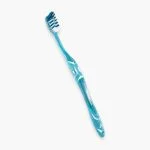 Brosse à dents Elgydium Anti-Plaque manche turquoise filaments bleus et blancs
