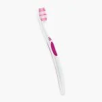 Brosse à dents Elgydium Basic manche blanc grip fuchsia filaments roses