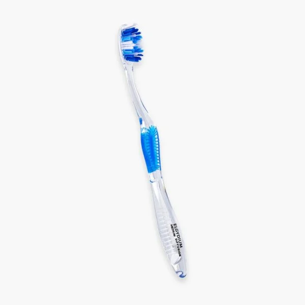 Brosse à dents Elgydium Diffusion medium, manche transparent et brins bleus