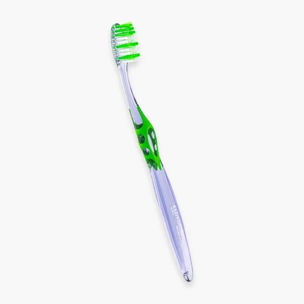 Brosse à dents Elgydium Inter-Active souple, manche transparent et insert vert