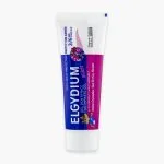Tube de gel dentifrice Elgydium Kids grenadine, bandeau rose et bleu