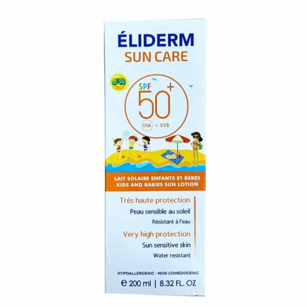 eliderm-sun-care-lait-solaire-enfants-et-bebes-spf50-200ml.jpg Étui du lait solaire enfants et bébés Éliderm Sun Care SPF50+ 200 ml