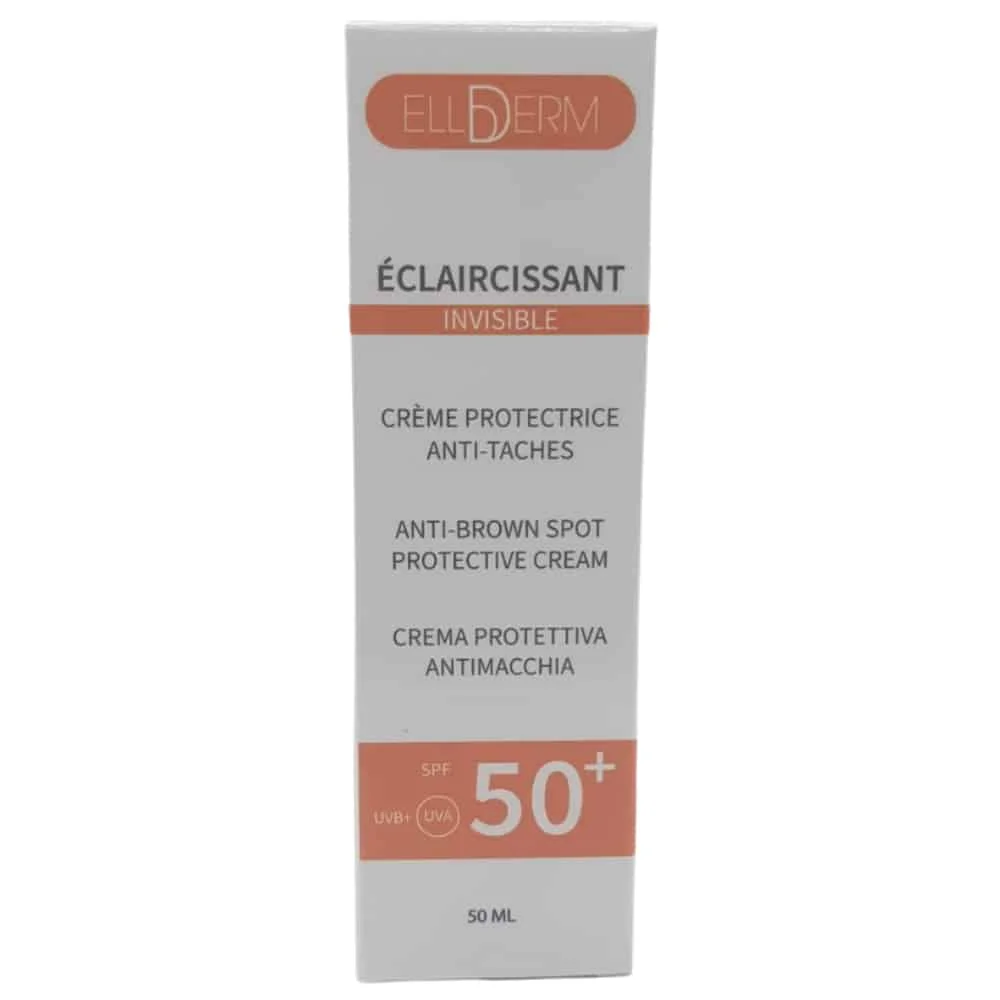 ellderm-eclaircissant-creme-protectrice-invisible-anti-taches-spf50-50ml.jpg Étui Ellderm Éclaircissant Invisible crème protectrice anti-taches SPF 50+, 50 ml
