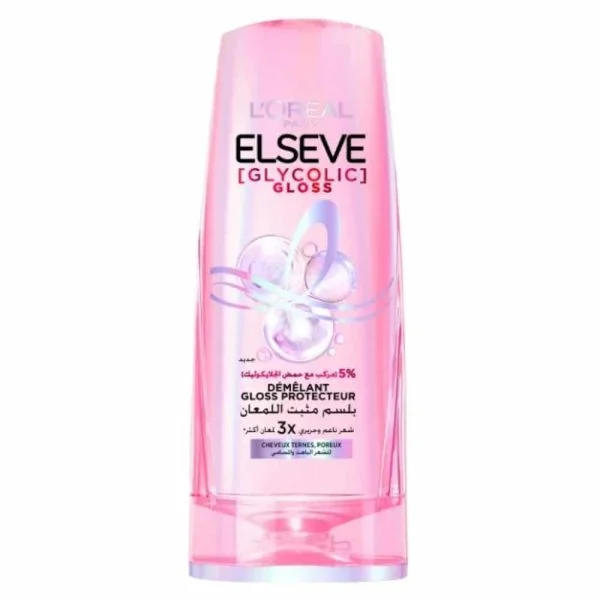 Flacon rose Elseve Glycolic Gloss démêlant gloss protecteur 200 ml cheveux ternes