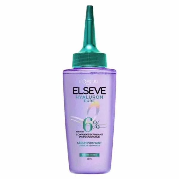 Flacon violet embout applicateur Elseve Hyaluron Pure sérum purifiant 102 ml