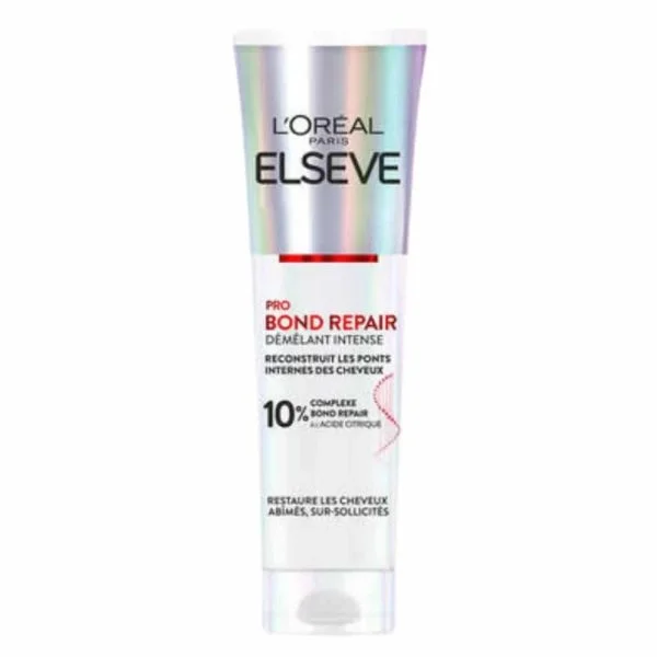 Tube blanc irisé Elseve Pro Bond Repair démêlant intense 10% 150 ml
