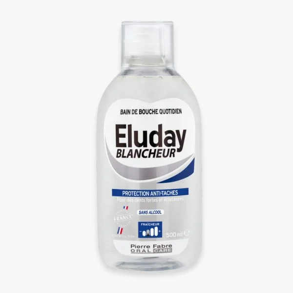 Flacon transparent Eluday Blancheur 500 ml, bain de bouche protection anti-taches