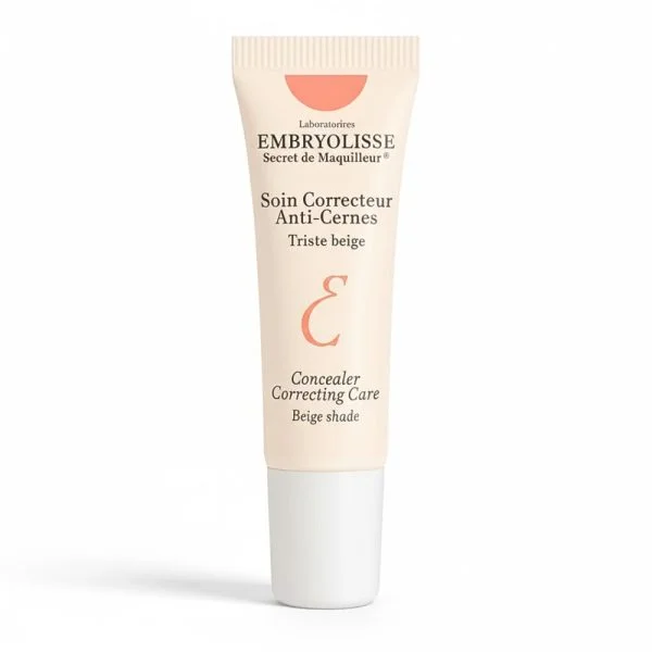 Tube beige Embryolisse soin correcteur anti-cernes teinte beige bouchon blanc