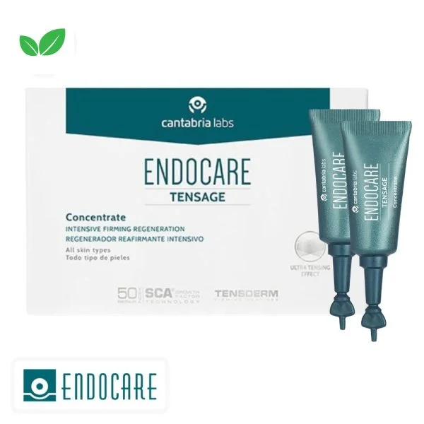 Coffret blanc et deux ampoules vertes Endocare Tensage concentré raffermissant