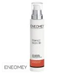 Flacon airless blanc et orange Eneomey Perfect Body 30, lait corporel 150 ml