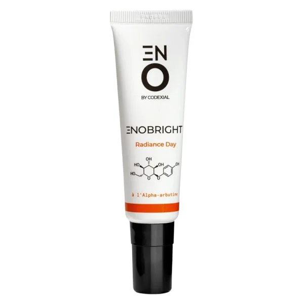 Tube blanc et orange Eno Enobright Radiance Day à l'alpha-arbutine, 30 ml