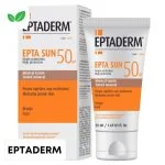 Étui orange et tube Eptaderm Epta Sun, écran minéral teinté visage 50 ml