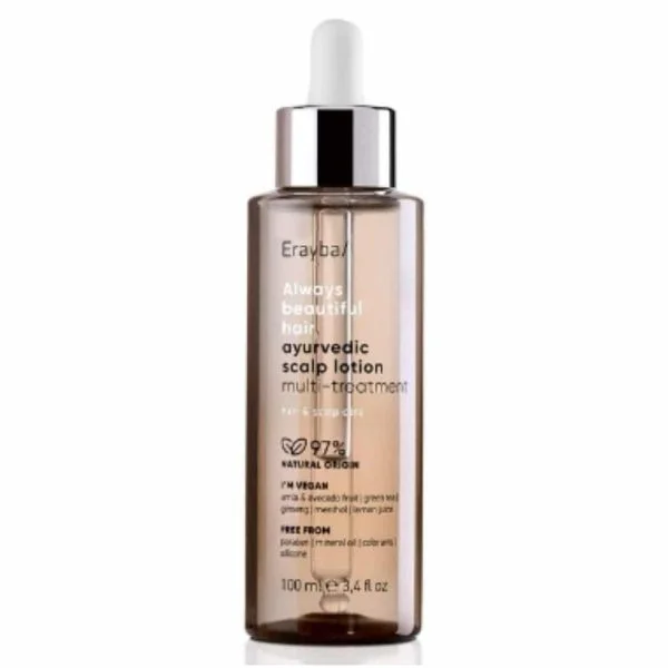 Flacon compte-gouttes ambré Erayba ABH lotion cuir chevelu ayurvedic 100 ml