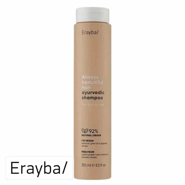 Flacon beige Erayba ABH shampoing ayurvedic 250 ml bouchon blanc