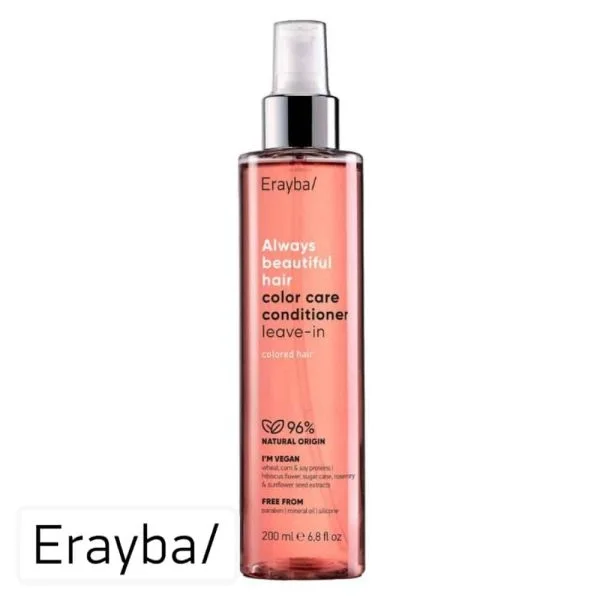 Flacon spray corail Erayba ABH après-shampoing leave-in color care 200 ml