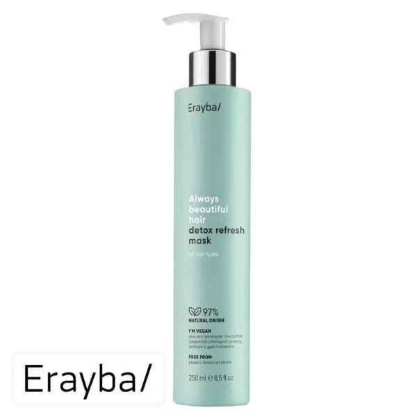 Flacon pompe vert d'eau Erayba ABH masque detox refresh 250 ml