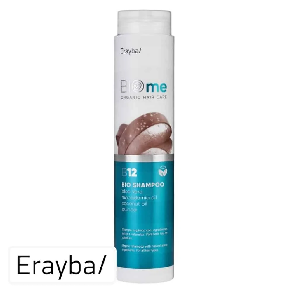 erayba-biome-b12-shampoing-bio-250ml.jpg Flacon blanc et bleu Erayba BIOme B12 Bio Shampoo 250 ml