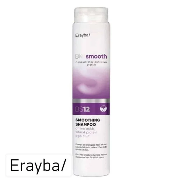 Flacon blanc et violet Erayba BIOsmooth BS12 Smoothing Shampoo 250 ml