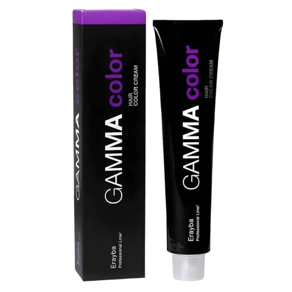 erayba-gamma-coloration-hydratante-permanente-naturelle-632-blond-fonce-dore-irise.jpg Tube et étui noirs Erayba Gamma color crème colorante ligne professionnelle