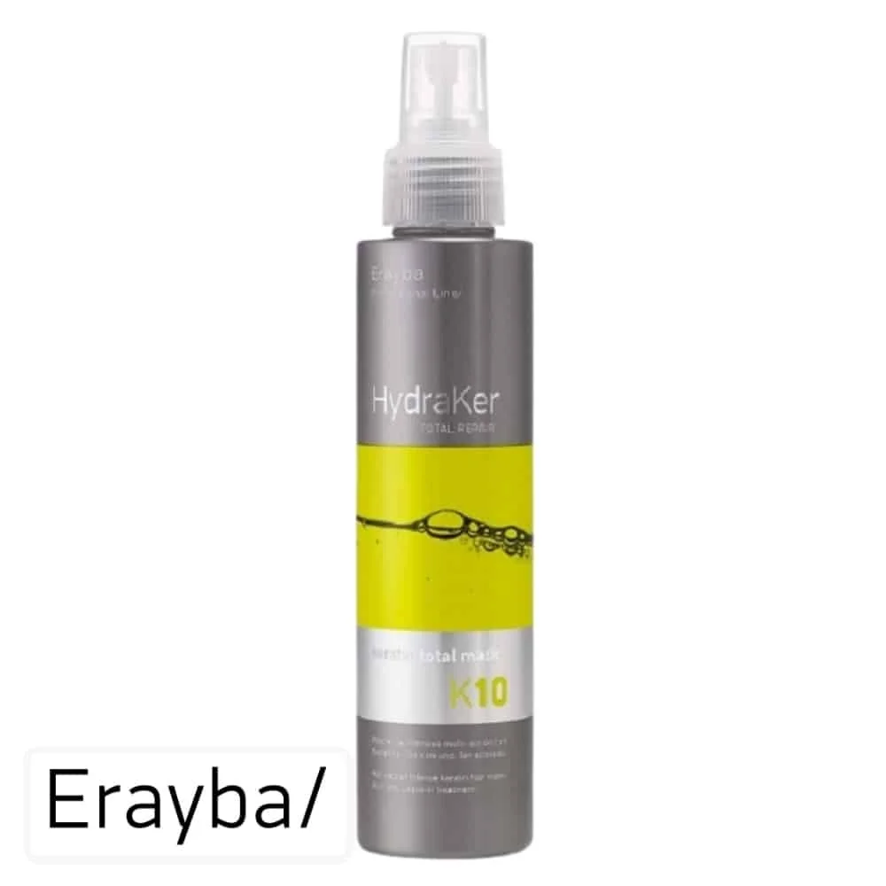 erayba-hydraker-k10-total-repair-masque-capillaire-150ml.jpg Flacon vaporisateur gris et jaune Erayba HydraKer K10 Total Repair