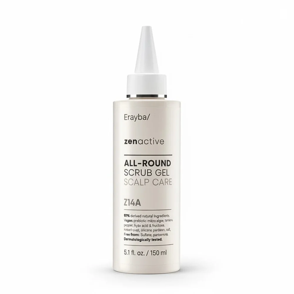 erayba-zenactive-alll-round-scrub-gel-scalp-care-z14a-150ml.jpg Flacon beige à embout applicateur Erayba Zenactive All-Round Scrub Gel Z14A