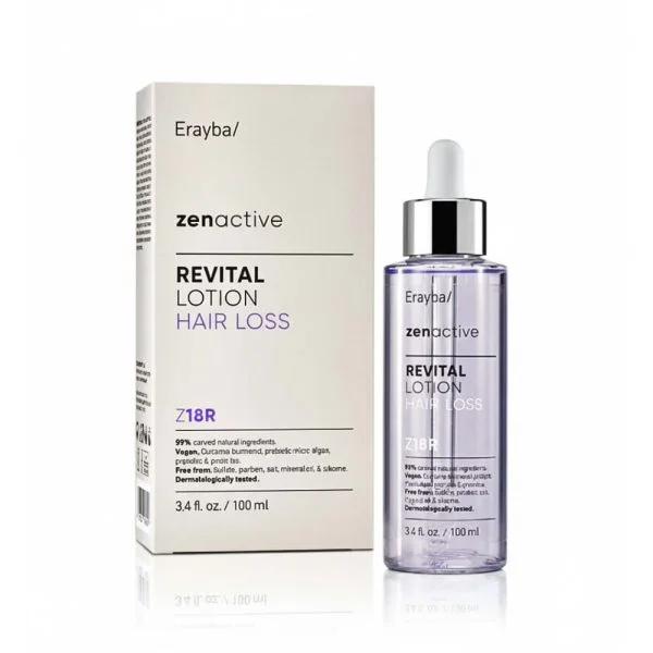 Flacon compte-gouttes violet et étui Erayba Zenactive Revital Lotion Z18R