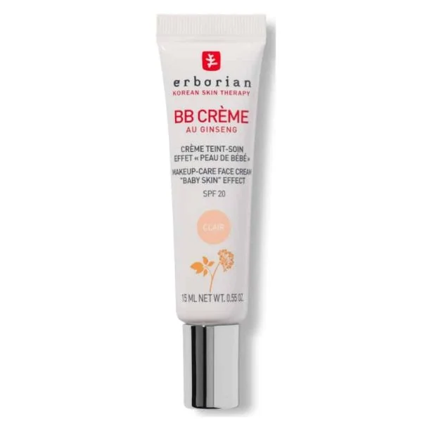 Tube blanc Erborian BB Crème au ginseng SPF 20, teinte Clair, 15 ml