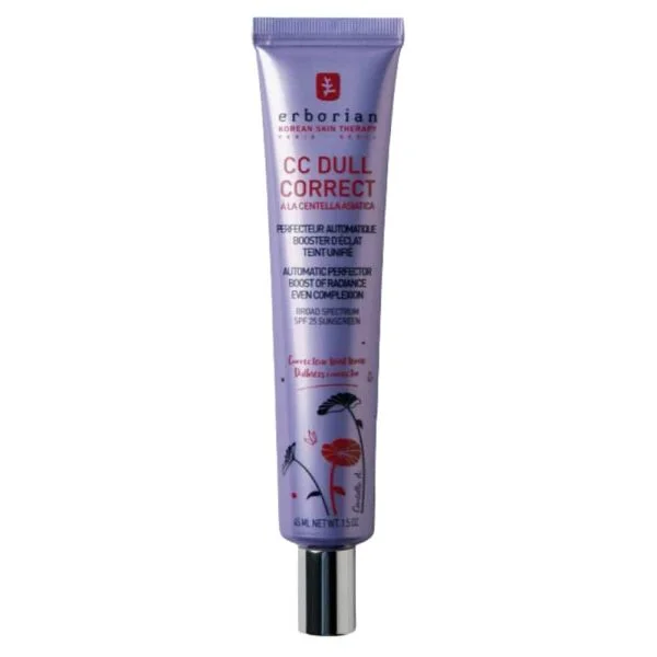 Tube violet Erborian CC Dull Correct centella asiatica SPF 25, 45 ml