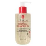 Flacon-pompe transparent Erborian Centella Cleansing Oil 180 ml, bouchon rouge