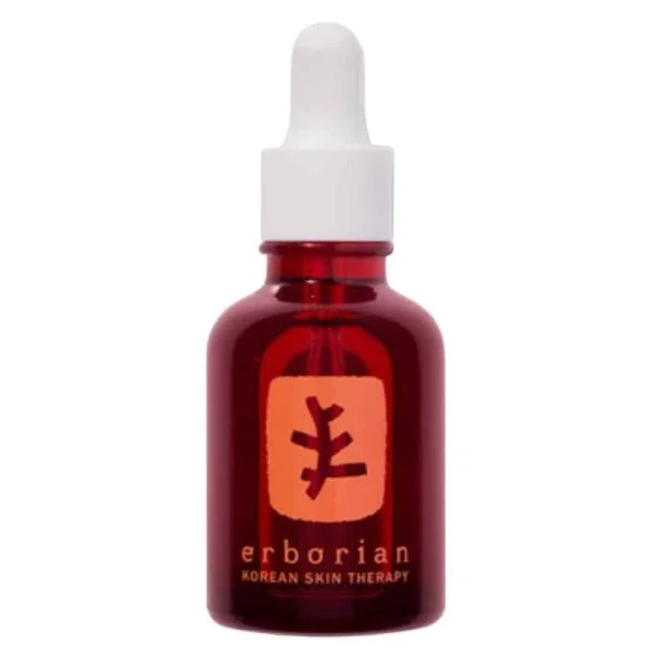 Flacon compte-gouttes rouge foncé Erborian Skin Therapy, huile de nuit