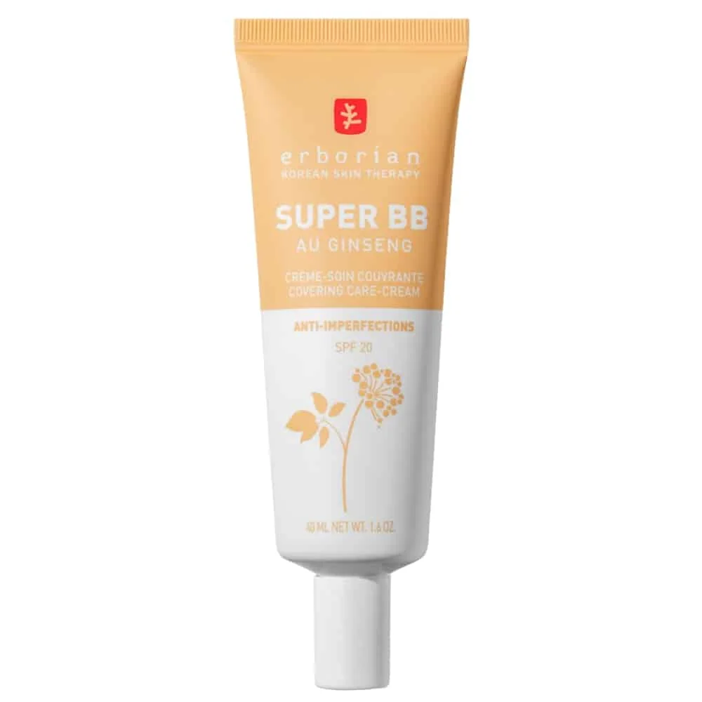erborian-super-bb-creme-soin-couvrante-anti-imperfections-teinte-nude-spf20-40ml.jpg Tube beige doré Erborian Super BB crème-soin couvrante SPF 20, 40 ml
