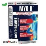 Boîte bleue et rouge Eric Favre Santé Myo D, décontraction musculaire comprimés