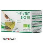 Boîte blanche et verte Eric Favre Thé vert bio, 20 sachets infusion