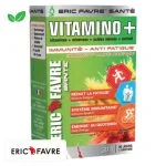 Boîte verte et rouge Eric Favre Santé Vitamino+, immunité et anti-fatigue