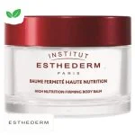 Pot transparent couvercle rouge Institut Esthederm baume fermeté haute nutrition corps
